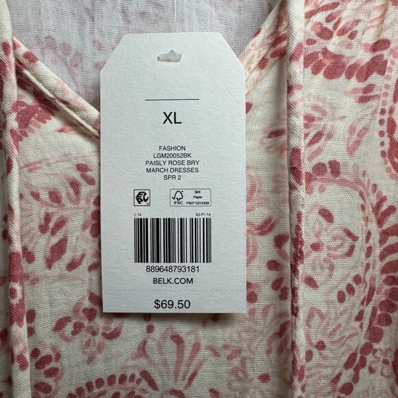 Wonderly pink and white dress with v-neck Size XL. NWT - Picture 3 of 7